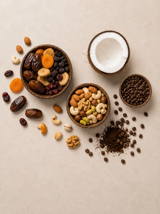 Dried Fruits, Nuts, Coconut & Coffee