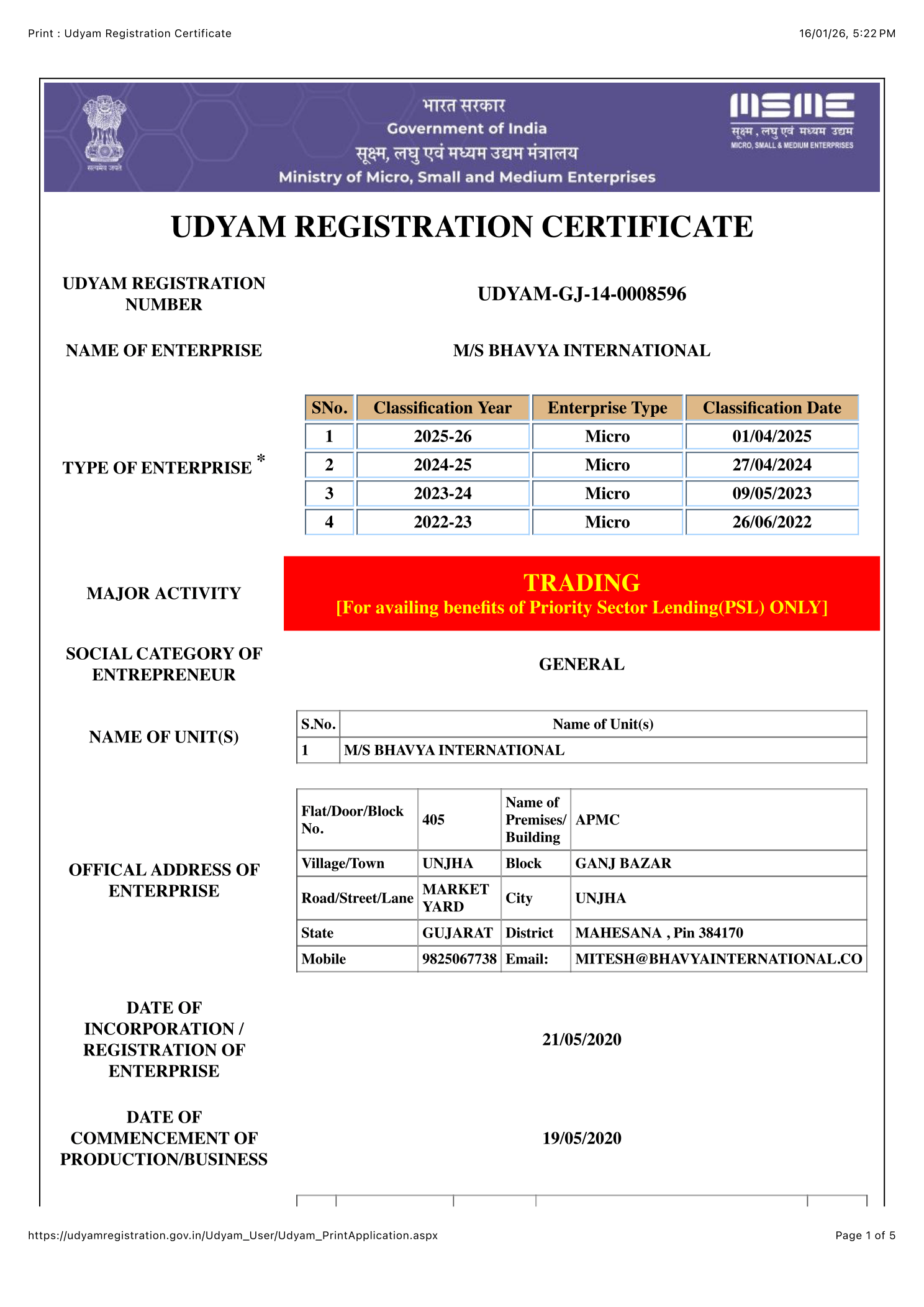 Udyam Registration